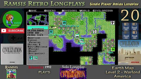 Sid Meier's Civilization | 1992 | Amiga | Warlord | EARTH | America - Episode #20 | Longplay