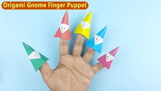 Origami Gnome Finger Puppet - Holiday Finger Easy Paper Crafts