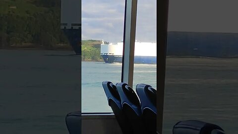 Passing car carrier in the ferry