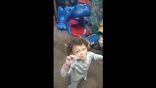 2-year-old learns how to make a friend