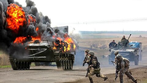 East of Kiev, a solitary Ukrainian tank kills a large Russian convoy.