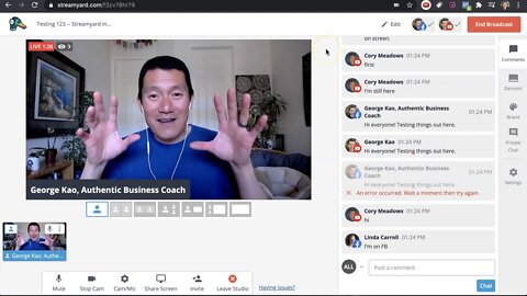 How to Stream a Zoom Meeting to Facebook Live or Youtube Live -- or both simultaneously: Streamyard