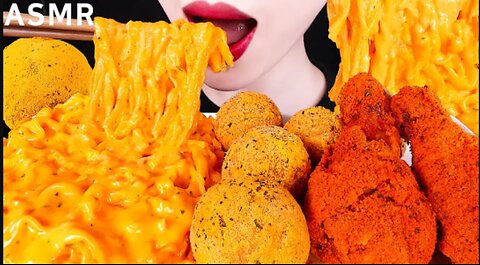ASMR CHEESY CARBO FIRE NOODLE, FRIED CHICKEN, CHEESE BALL 까르보불닭, 뿌링클 치킨,치즈볼 EATING SOUNDS MUKBANG먹방