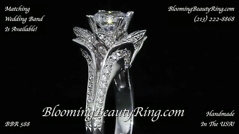 BBR 588 Handmade In The USA Diamond Engagement Ring Lotus Flower Style