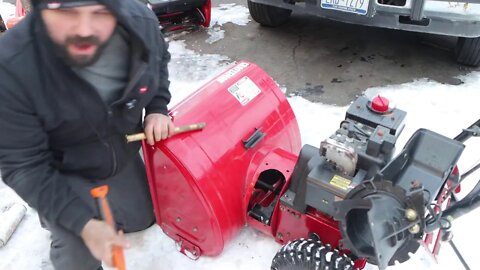 MIND BLOWN: Craftsman Snowblower Foreign Object Stuck in Augers PLUS MODIFIED IMPELLER ACTION :)