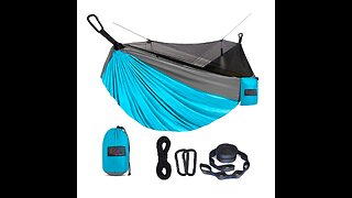 Camping Hammock with Mosquito Net & Rain Fly Tent Tarp & Tree Straps Portable Strong Nylon Hamm...
