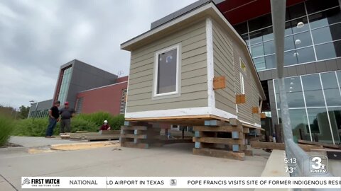 MCC students roll out the tiny homes they built for people experiencing homelessness