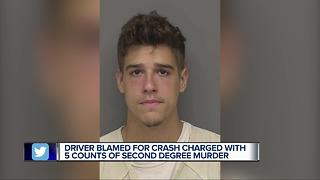 Driver blamed for crash charged with 5 counts of second degree murder