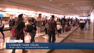 Long lines for security at Denver International Airport