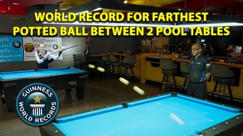 Longest JUMP SHOT of a Pool Ball!! - Official Guinness World Record w/ Venom Trickshots