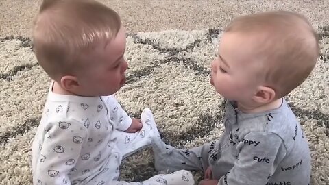 Cute Twins Baby Playing and Laughing Together - Funny Twins Baby Video