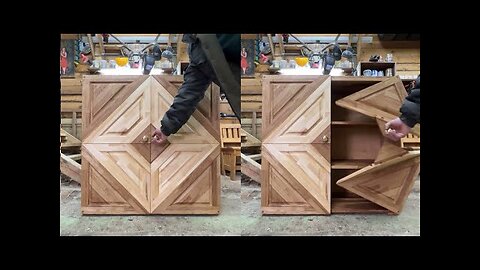 Furniture Of Firewood 3D, Impossible Origami Folding Door! Oak, Ash and Birch