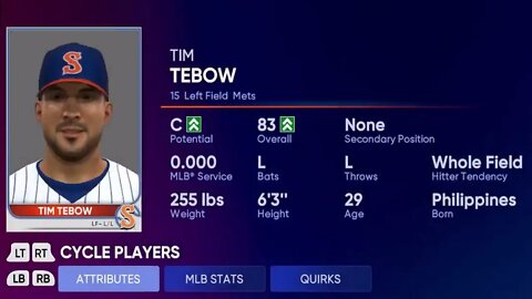 How To Create Tim Tebow MLB The Show 22