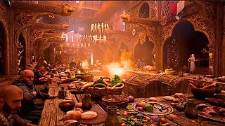 Viking Longhouse - Relaxing Fireplace with Crackling and ASMR Nordic Ambiance, Chatter, etc