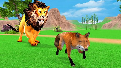 The Over Smart Fox Story | Fox Run Away From Giant Lion | Animals Cartoon World Stories