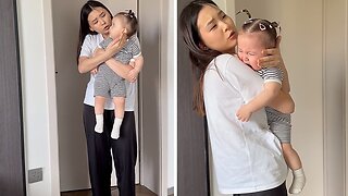 Drama Baby Cries When Mom Pretends To Bang Head On Door
