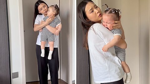 Drama Baby Cries When Mom Pretends To Bang Head On Door