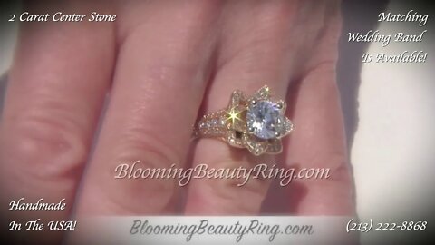 1.78ctw Yellow Gold Large Hand Engraved Blooming Beauty Flower Diamond Engagement Ring – bbr434ygen