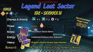 Destiny 2 Legend Lost Sector: EDZ - Skydock IV on my Stasis Warlock 1-20-24