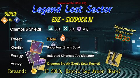 Destiny 2 Legend Lost Sector: EDZ - Skydock IV on my Stasis Warlock 1-20-24