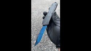 Blue Damascus OTF Knives