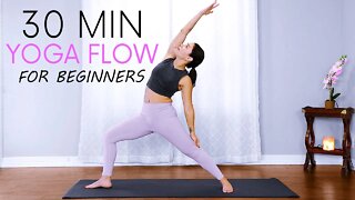 30 Minute Yoga for Beginners, Upward Facing Dog & Bow Pose - Calm the Mind