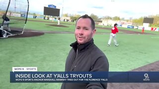 WCPO 9 Sports Anchor Marshall Kramsky tries out for the Florence Y'alls