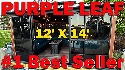 PURPLE LEAF 12' X 14' Patio Hardtop Gazebo Double Top Outdoor Screen House Backyard Sun Room