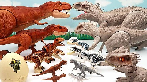 Tyrannosaurus VS 6 Indamines! Jurassic World Dinosaurs Toys For Kids