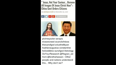 “JESUS, NOT YOUR SAVIOUR,REMOVE ALL IMAGES OF JESUS CHRIST NOW”- CHINA GOVT ORDERS🕎John 4:22 “Ye worship ye know not what: we know what we worship: for salvation is of the Israelites.”