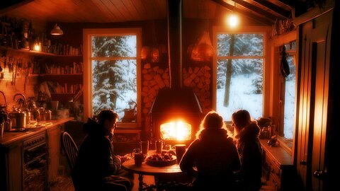 A Cozy Winter Cabin - Sleep Sounds - BLACK SCREEN - Fall Asleep Fast - Restful Sleep