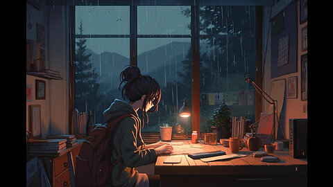 🌃12a.m. Study session📚 |🍀 Relaxing beats🎧 | 1 Hour of Lofi~Chill | stress relief ~ rain |