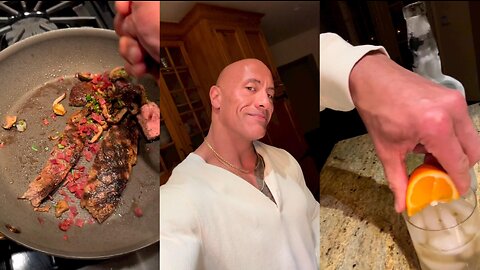 Dwayne Johnson Cooking And Having A Drink As A Deserving Reward