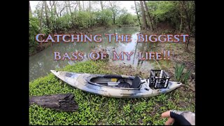 Catching the BIGGEST bass of my LIFE! - Kayak Fishing