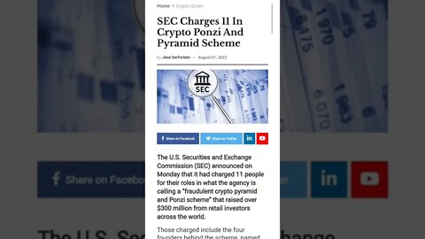 SEC Charges 11 In Crypto Ponzi & Pyramid Scheme #cryptomash @Hashoshi4 @SatoshiStacker @Open4Profit