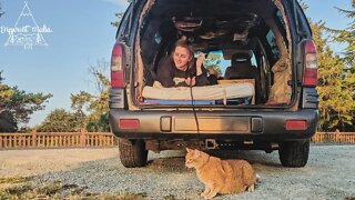 Stealth Minivan Camper Conversion Tour!! - With Kitchen, Movie Theater, Couch / Bed, and Insulated.