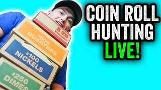 SEARCHING FOR RARE SILVER COINS FROM THE BANK - COIN ROLL HUNTING LIVE