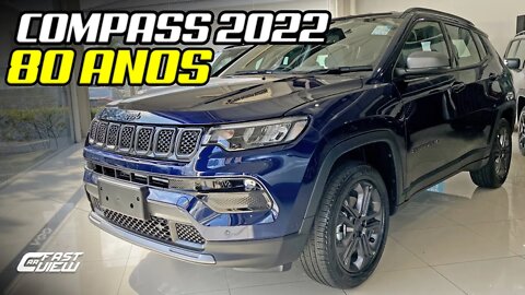 NOVO JEEP COMPASS 80 ANOS 1.3 TURBO FLEX 2022 VERSÃO DIFERENCIADA NA COR AZUL JAZZ - Fast Car View