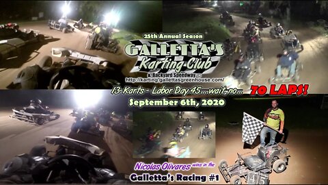 2020/09/06 - 70-Laps: 25th Annual Labor Day Galletta's Backyard Speedway w/13 karts (Tower Camera)