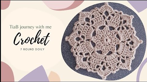 Easy 7 round crochet doily. 23cm/9"