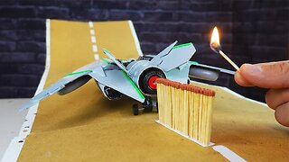 Rocket Powered Spaceship with Matches Chain Reaction