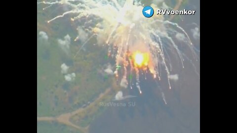 The strike of the Smerch MLRS on the Ukrainian S-300 and a powerful explosion