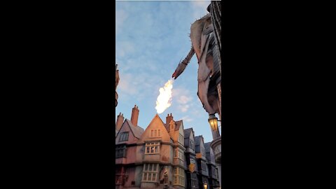 Dragon breathes fire at Universal FL