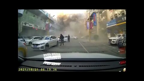 Dash Cam Catches Huge Explosion In Shenyang China