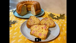 Easy Cheese And Ham Loaf Cake / Αλμυρό Κέικ Χωρίς Μίξερ