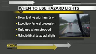 Is it legal to use hazard lights in the rain?
