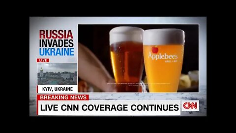 CCN's idiotic Commercial Applebees as Russia Invasion in Ukraine LOL