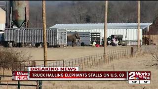 Truck hauling elephants stalls on U.S. 69 near Eufaula