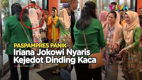 VIDEO Paspampres Sat-set, Iriana Jokowi Nyaris Tabrak Dinding Kaca