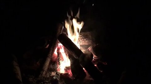 Relaxing campfire slowly burns down.